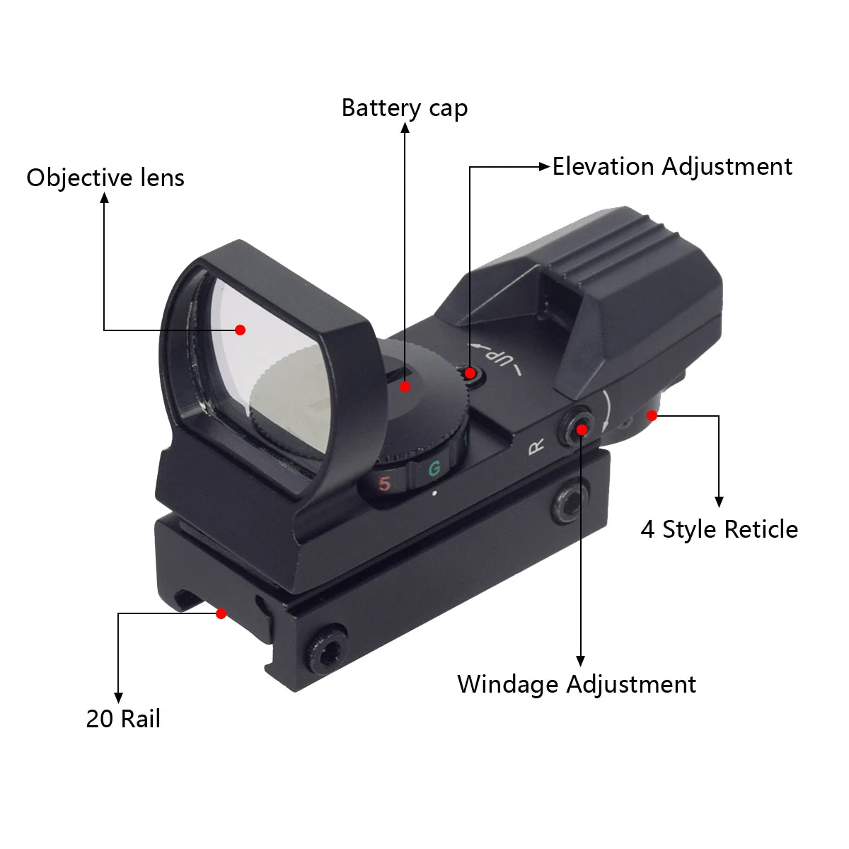 FUSEEND Tactical Holographic Red & Green Dot Collimator Sight